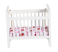 HONITANO Mini Crib Miniature Dollhouse Furniture White Handmade Miniature Cradle Realistic Doll Bed Model for Doll Houses Collectors and Decor