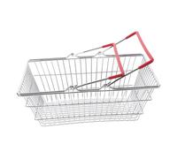 HONITANO Mini Iron Shopping Basket for Small Grocery Cart with Realistic Design Easy to Use Red Basket for Pretend Play and Dollhouse Decor