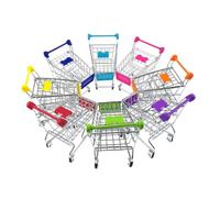 HONITANO Mini Shopping Cart Pretend Play, Metal Role Play Trolley with Electroplating Finish, Random Color Grocery Cart for Boys, ’ Supermarket Playset Accessory