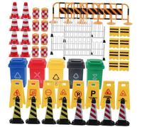 HONITANO Mini Traffic Signs for Educational Road Safety Cognition Kit with Traffic Barricades and Cones Creative Learning Accessories for Home and School