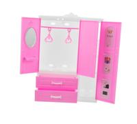 HONITANO Miniature Dollhouse Wardrobe Closet with Multiple Compartments for Doll Clothes and Accessories Lightweight Portable Princess Style Cabinet for Pretend Play and Room Decor