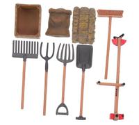 HONITANO Miniature Farm Tool for Safe Non-toxic Material Fun Mini House Garden Props with Fork Lawn Mower Straw Bale for Dollhouse Decoration and Creative Play