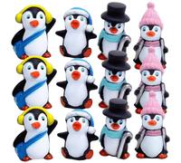 HONITANO Miniature Penguin Figurines Set of 12 Winter Small Penguin Decorations for Cake Toppers Aquarium Ornaments and Collection