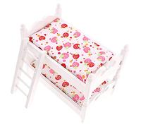 HONITANO Miniature Wooden Doll Bunk Bed for Dollhouse Bedroom White Mini House Accessory with Detailed Craftsmanship Doll House Furniture Prop for Room Decoration