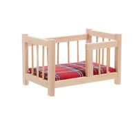 HONITANO Miniature Wooden Dollhouse Crib with Bedding Cradle Furniture Accessory for Pretend Play and DIY Scene Decoration Fits Various Doll for Creative Styling