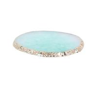 HONITANO Nail Art Mixing Pallet Green Crystal Agate Design Round Edge Nail Paint Tray Salon Manicure Mixer for Professional and Home Use