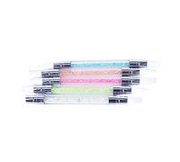 HONITANO Nail Art Silicone Head Pen Set Green Acrylic Handle with Rhinestone Dual Head Design for Flowers Patterns Durable Nail Tool for Salon Use