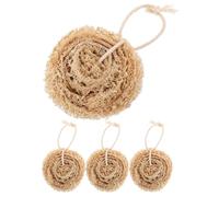 HONITANO Natural Loofah Dish Scrubber Sponge Set Easy to Store Brown 4pcs Multi-Functional Eco-Friendly Washing up Multipack Kitchen Cleaning Sponges for Home Use