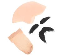 HONITANO Performance Bald Cap Costume Set for Halloween Unisex Comfortable Bald Head Wig Caps Fake Beard and Hairnet for Theme Party Dress and Cosplay
