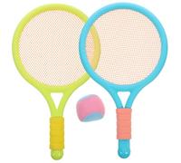 HONITANO Plastic Tennis Racket with Ball Lightweight Safe Outdoor for Dual Sided Blue and Green Rackets Beginner Friendly Design to Enhance Athletic Skills and Fun Parent Play