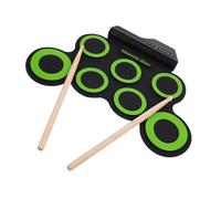 HONITANO Portable Compact USB Electronic Hand Roll Up Jazz Drum Kit with Pedal Controlled Hi Hat Pure Sound Quality for Beginners Practice and Music Learning Green Silicone Drum Set