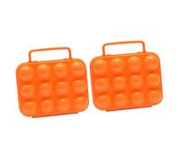 HONITANO Portable Egg Carrier 12-egg Capacity with Handle, Shockproof Outdoor and Indoor Egg Storage Box, Refrigerator Organizer for Camping, Picnic, and Travel - Orange, 2pcs