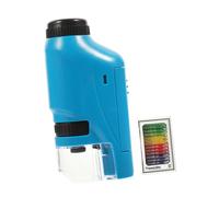 HONITANO Portable Microscope for Beginners, Handheld Biological Science Experiment Tool for School Students, Blue with Colorful Specimens, Educational Magnifier Accessory