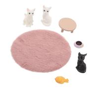HONITANO Realistic Cat Model Ornaments Set Miniature Cats Figurines for Home Decor Plush Kitten Ornaments Natural Micro Landscape for Dollhouse Decor