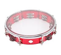 HONITANO Red Tambourine for Handheld Percussion Musical Instrument with Sound Stimulates Music Interest and Hand Eye Coordination for Parties and Festivals