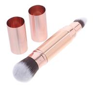 HONITANO Retractable Dual Ended Makeup Brush Rose Gold Compact Loose Powder and Concealer Brush for Blush and Foundation Portable Cosmetic Tool for Go Touch Ups