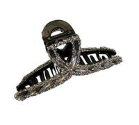 HONITANO Rhinestone Hair Claw Clamp for Women Simple Black Jaw Clip Acrylic Hair Accessory Secure Grip for Washing Face and Makeup Comfortable Stylish All Ages