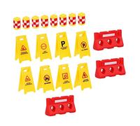 HONITANO Roadblock for Early Traffic Education Includes Yellow Crash Barrels English Warning Signs Red Barricades Safe Smooth Plastic Material for Childrens Cognitive Learning