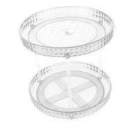 HONITANO Rotating 2-tier Cosmetic Makeup Organizer Tray Luxury Diamond Pattern Skincare and Perfume Desktop Storage Rack for Vanity and Dressing Table