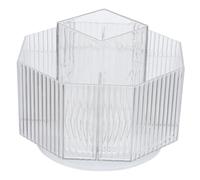 HONITANO Rotating Makeup Brush Storage Box with Compartments Large Capacity Cosmetic Organizer for Vanity Tabletop Transparent Crystal Desktop Holder for Brushes Lipsticks Eyeliners Bedroom