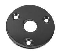 HONITANO Round Indented Guitar Jack Plate with Screws Plated Metal Input Output Socket for Electric Guitar and Bass Sturdy Construction Black Glossy Finish Replacement Accessory