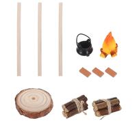 HONITANO Scale Miniature Campfire Dollhouse Camping Kit with Stove Bonfire Firewood Wood Slice Base DIY Fairy Garden Accessories for Creative Home Decor and Educational Displays