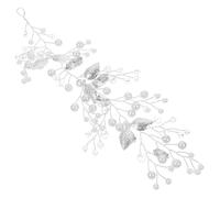 HONITANO Silver Leaf Pearl Bridal Headband Wedding Hair Accessory for Women Lightweight Zinc Alloy Rhinestone Hairband for Bride Bridesmaids Elegant Soft Crystal Hair Chain