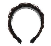 HONITANO Synthetic Hair Braided Headband: Fishtail Braid Headband with Rhinestone Heart Decor with Non-Slip Tooth - Disorderly Hair Head Accessories for Women Valentines Present - Dark Brown