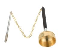 HONITANO Traditional Buddhist Copper Temple Ritual Instrument with Long Handle and Mallet Portable Chinese Percussion Music Tool for Meditation and Prayer Small