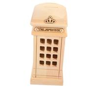 HONITANO Unpainted Wooden Phone Booth Piggy Bank DIY Craft Money Box for Creative Coin Savings Jar for Bedroom Decor Cultivates Money Management Skills and Imagination