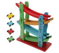 HONITANO Upgraded Four Layer Wooden Track Slide Car for Smooth Sliding Racing Glider with Bright Colors for Hand Eye Coordination and Educational Play