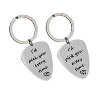 HONITANO Valentine's Day Couple Keychains 2pcs Stainless Steel Guitar Rings Creative Practical Bag Pendants for Music Lovers