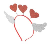 HONITANO Valentines Day Heart Headband with Angel Wings Lightweight Comfortable Hair Band for Adults Party Hair Accessory with Pink and Red Hearts Easy to Wear Festival Headdress