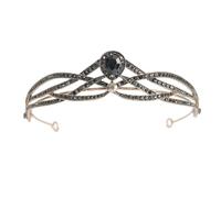 HONITANO Vintage Black Rhinestone Crown Headpiece Shiny Wedding Tiara Bridal Hair Accessory for Women Princess Bride Headdress