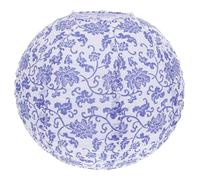 HONITANO Vintage Blue and White Porcelain Paper Lantern Asian Style Hanging Lamp Shade for Indoor Outdoor Festive Party Decor Lightweight Compact Decorative Lantern