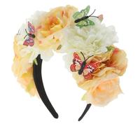 HONITANO Vintage Boho Butterfly Flower Headband for Women Lightweight Comfortable Day Dead Headpiece Halloween Party Accessory with Realistic Floral and Mexican Style Details