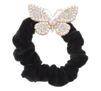 HONITANO Vintage Butterfly Hair Scrunchies with Sparkling Rhinestones, White Elastic Ponytail Holders for Women and Teens, Thick Hair Ties Suitable for Ponytails and Buns
