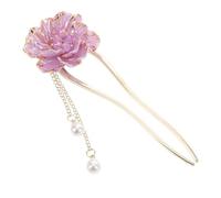 HONITANO Vintage Chinese Enamel Peony Hairpin Lightweight Metal Hair Chopsticks for Hanfu Wedding Party and Classical Style Enthusiasts with Retro Charm and Adaptable Design