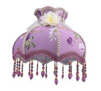 HONITANO Vintage Lilac Lace Cloth Lampshade Cover Compatible with Desk Table Wall Lamps Elegant Princess Style Light Accessory Soft Fabric Easy Installation for Romantic Home Decor