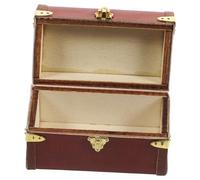 HONITANO Vintage Mini Suitcase Model Leather Travel Trunk Dollhouse Decor Wooden Miniature Storage Box for Creative Dollhouse Landscaping and Collectors