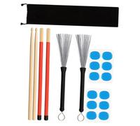 HONITANO Wood and Metal Drum Brushes Set and Experienced Players for New Drummers with Comfortable Grip and Softer Sound, Includes Bamboo Drum Sticks with Cloth Bag in Jazz and Folk Music
