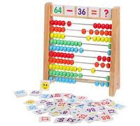 HONITANO Wooden Abacus Counting Tool with Cards for Colorful Beads Math Preschool Teaching Aid Enhancing Early Arithmetic and Learning Skills for Boys