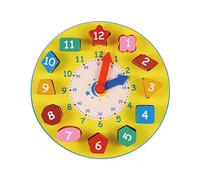 HONITANO Wooden Educational Clock for Preschool Number Puzzle Shapes Teaching Concept Enhances Logical Thinking Hand-eye Coordination Creative Learning Aid