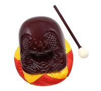 HONITANO Wooden Fish Buddhist Percussion Instrument 5-inch Dark Wood Temple Woodblock with Stick Meditation Music Instrument Set for Religious Chanting and Zen Practice