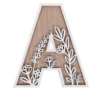 HONITANO Wooden Floral Alphabet Letters for Wall Decor, Wood Alphabet Letter A, Decorative for Nursery, Bedroom, Wedding Party 4.96x3.31inch
