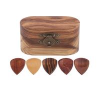 HONITANO Wooden Guitar Pick with Storage Box Sectioned Case with Real Wood Picks for Electric and Acoustic Guitar Players Compact Organizer for Easy Transport and Versatile Playing Styles