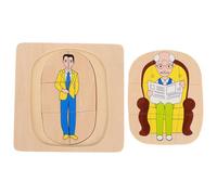 HONITANO Wooden Multi Layered Human Body Jigsaw Puzzle for Montessori Educational for Development Enhances Observation Skills Supports Growth with Cartoon Figures
