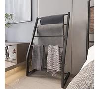 Honiter Towel Racks for Bathroom, 4 Tier Free Standing Bathroom Towel Rack, Black Metal Towel Holder Stand for Blanket Rack, Bathroom Poolside Beach, Next to Tub or Shower