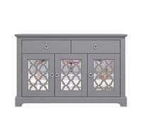 Honition Large Sideboard Grey 3 Doors 4 Shelves 2 Drawers