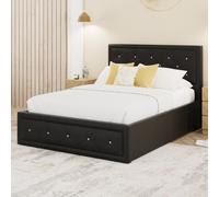 honiton pu leather ottoman storage double bed in black